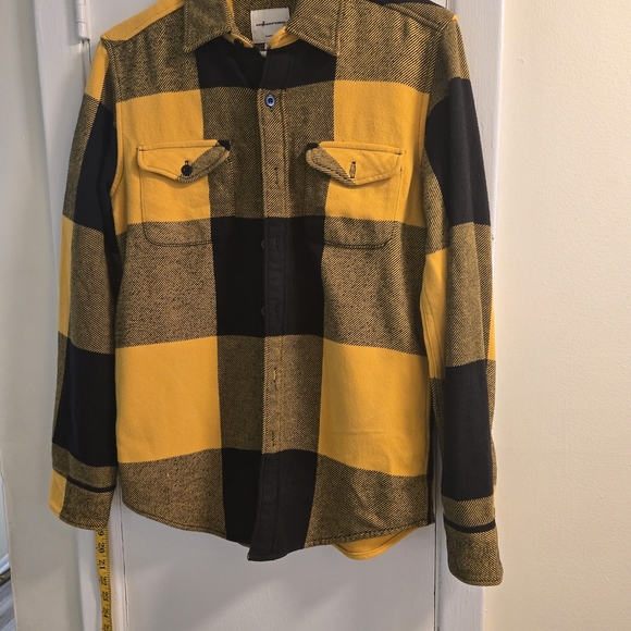 American Eagle Outfitters Yellow and Black Large Block Plaid Shirt Classic Fit. - Picture 2 of 9